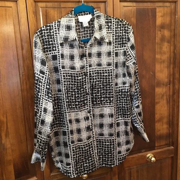Cache button down silk shirt, size P - Picture 1 of 3